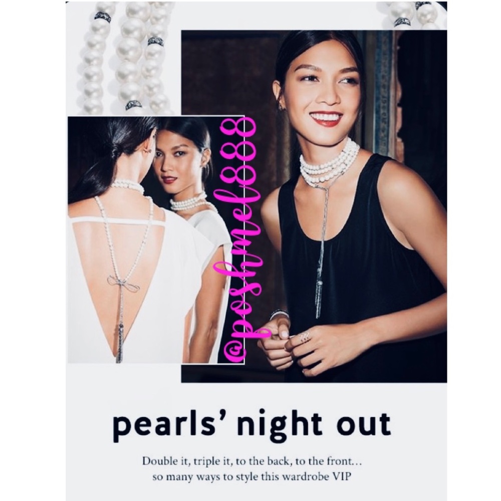 Stella &. Dot | Retired Versatile Mara Pearl + Pavé Necklace Lariat